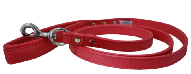 Leather Padded Handle Leash (Alpine) by Angel 72" X 3/4" , Hot Pink