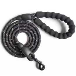 5FT Rope Leash with Comfort Handle (Color: Black)
