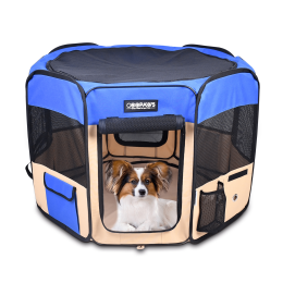 JESPET Pet Dog Playpens 36", 45" & 61" Portable Soft Dog Exercise Pen Kennel with Carry Bag for Puppy Cats Kittens Rabbits, Indoor/Outdoor Use (Color: Blue, Size: 36x36x24 Inch)