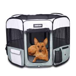 JESPET Pet Dog Playpens 36", 45" & 61" Portable Soft Dog Exercise Pen Kennel with Carry Bag for Puppy Cats Kittens Rabbits, Indoor/Outdoor Use (Color: Shale Green, Size: 36x36x24 Inch)