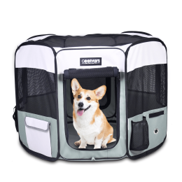 JESPET Pet Dog Playpens 36", 45" & 61" Portable Soft Dog Exercise Pen Kennel with Carry Bag for Puppy Cats Kittens Rabbits, Indoor/Outdoor Use (Color: Shale Green, Size: 45x45x24 Inch)