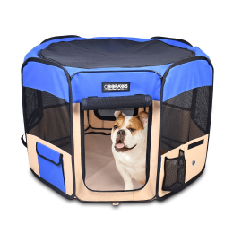 JESPET Pet Dog Playpens 36", 45" & 61" Portable Soft Dog Exercise Pen Kennel with Carry Bag for Puppy Cats Kittens Rabbits, Indoor/Outdoor Use (Color: Blue, Size: 61x61x30 Inch)