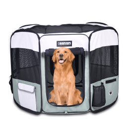 JESPET Pet Dog Playpens 36", 45" & 61" Portable Soft Dog Exercise Pen Kennel with Carry Bag for Puppy Cats Kittens Rabbits, Indoor/Outdoor Use (Color: Shale Green, Size: 61x61x30 Inch)