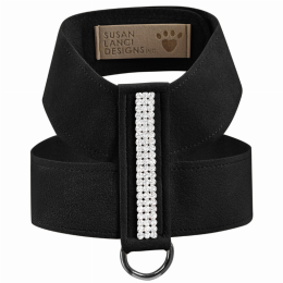 Susan Lanci Designs 3 Row Giltmore Crystals Tinkie Harness (Color: Black, Size: Medium)