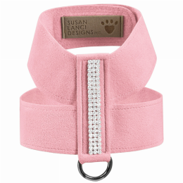 Susan Lanci Designs 3 Row Giltmore Crystals Tinkie Harness (Color: Puppy Pink, Size: Medium)