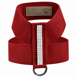Susan Lanci Designs 3 Row Giltmore Crystals Tinkie Harness (Color: Red, Size: Large)