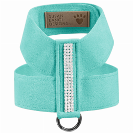 Susan Lanci Designs 3 Row Giltmore Crystals Tinkie Harness (Color: Tiffi Blue, Size: Large)