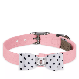 Susan Lanci Designs Black & White Polka Dot Big Bow Collar (Color: Puppy Pink/Black & White Polka Dot, Size: Medium)