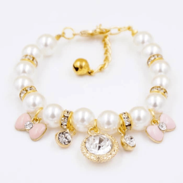 Princess Pearl Charm Dog Necklace (Size: Medium)