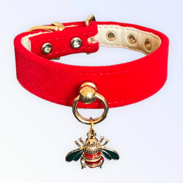 Red Velvet Bee Collar (Size: 14")