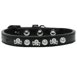Skull Studded Collar (Color: Black, Size: 18")