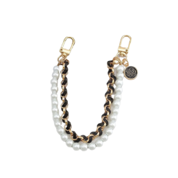 Double Layer Pearl & Chain Lead (Color: Black)