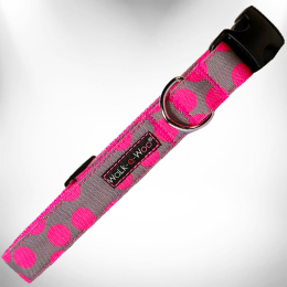 Polka Dot Dog - Neon Collars (Color: Pink Dot on Grey, Size: L 1" width fits 14-25" neck)