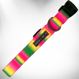 Tie Dye Dog Collars (Color: Pink/Green, Size: L 1" width fits 14-25" neck)