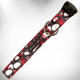 Tattoo Dog Collars (Color: Skulls n' Roses, Size: XS 5/8" width fits 8-12" neck)