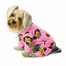 Silly Monkey Fleece Turtleneck Pajamas (Color: Pink, Size: XL)