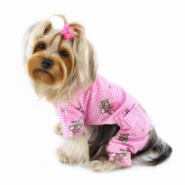 Adorable Teddy Bear Love Flannel PJ (Color: Pink, Size: XL)