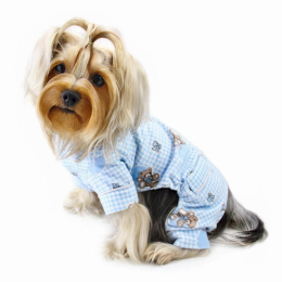 Adorable Teddy Bear Love Flannel PJ (Color: Light Blue, Size: XL)
