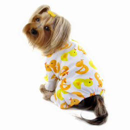 Knit Cotton Pajamas with Yellow Ducky (Color: White, Size: XL)
