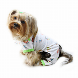 Knit Cotton Pajamas with Party Animals (Color: White, Size: XL)