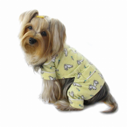 Hopping Bunny Flannel Pajamas (Color: Yellow, Size: XL)