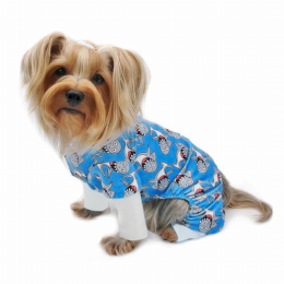 Ultra Soft Plush Minky Silly Sharks Pajamas (Color: Blue, Size: XL)
