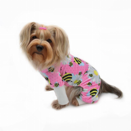 Ultra Soft Plush Minky Bumblebee & Flower Pajamas (Color: Pink, Size: XL)