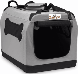 Zampa Pet Portable Crate, Comes with A Carrying Case (Color: Grey, Size: 28" x 20.5" x 20.5")
