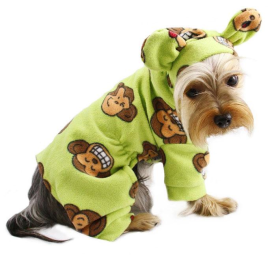 Adorable Silly Monkey Fleece Dog Pajamas/Bodysuit with Hood (Color: Lime, Size: XL)