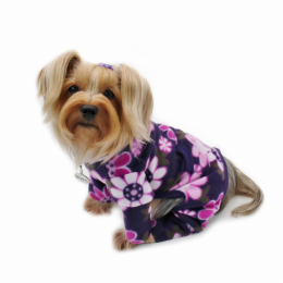 Midnight Garden Fleece Turtleneck Pajamas (Color: Violet, Size: XL)